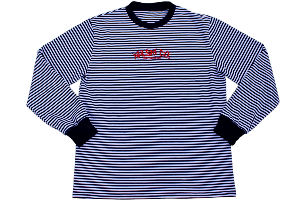 Embroidered Striped Heavyweight Long Sleeve Shirt